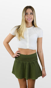 Cutie Crochet Knit Flounce Mini Skirt