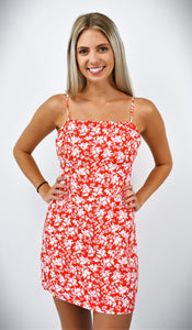 Fiery Floral Mini Dress