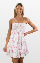 Load image into Gallery viewer, Pink Petals Open Back Tiered Sundress