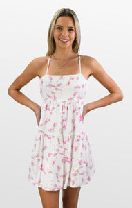 Pink Petals Open Back Tiered Sundress