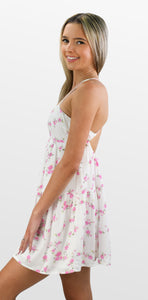 Pink Petals Open Back Tiered Sundress