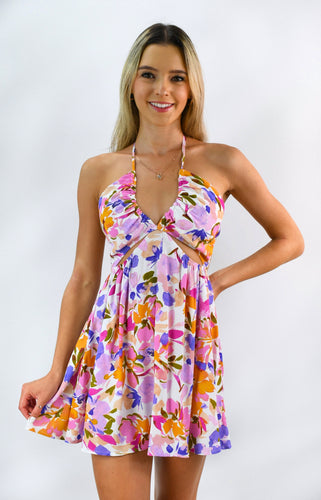 Purple Wildflowers Halter Dress