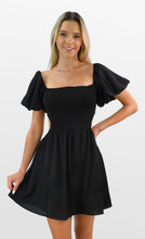 Load image into Gallery viewer, Black Out Smocked Open Midriff Dress