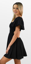Load image into Gallery viewer, Black Out Smocked Open Midriff Dress
