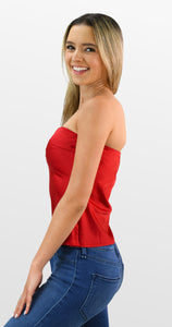 Sleek Satin Long Line Strapless Top