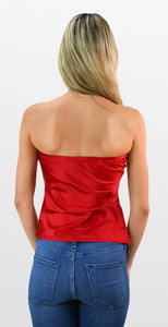 Sleek Satin Long Line Strapless Top