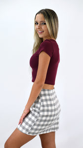 Alabama Gray Plaid Flannel Skirt