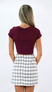 Alabama Gray Plaid Flannel Skirt