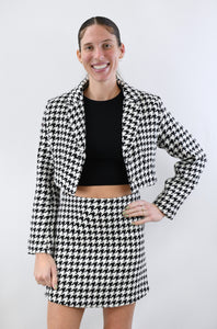 Houndstooth Honey Straight Skirt