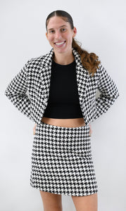 Houndstooth Honey Straight Skirt