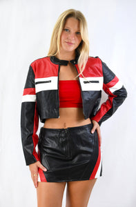 Race to The Finish Faux Leather Mini Skirt