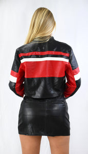 Race to The Finish Faux Leather Mini Skirt