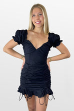 Load image into Gallery viewer, Black Magic Ruched Dress