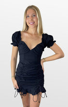 Load image into Gallery viewer, Black Magic Ruched Dress