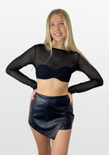 Load image into Gallery viewer, Sharp Edge Mesh Long Sleeve Crop Top