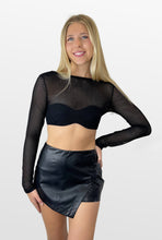 Load image into Gallery viewer, Sharp Edge Mesh Long Sleeve Crop Top
