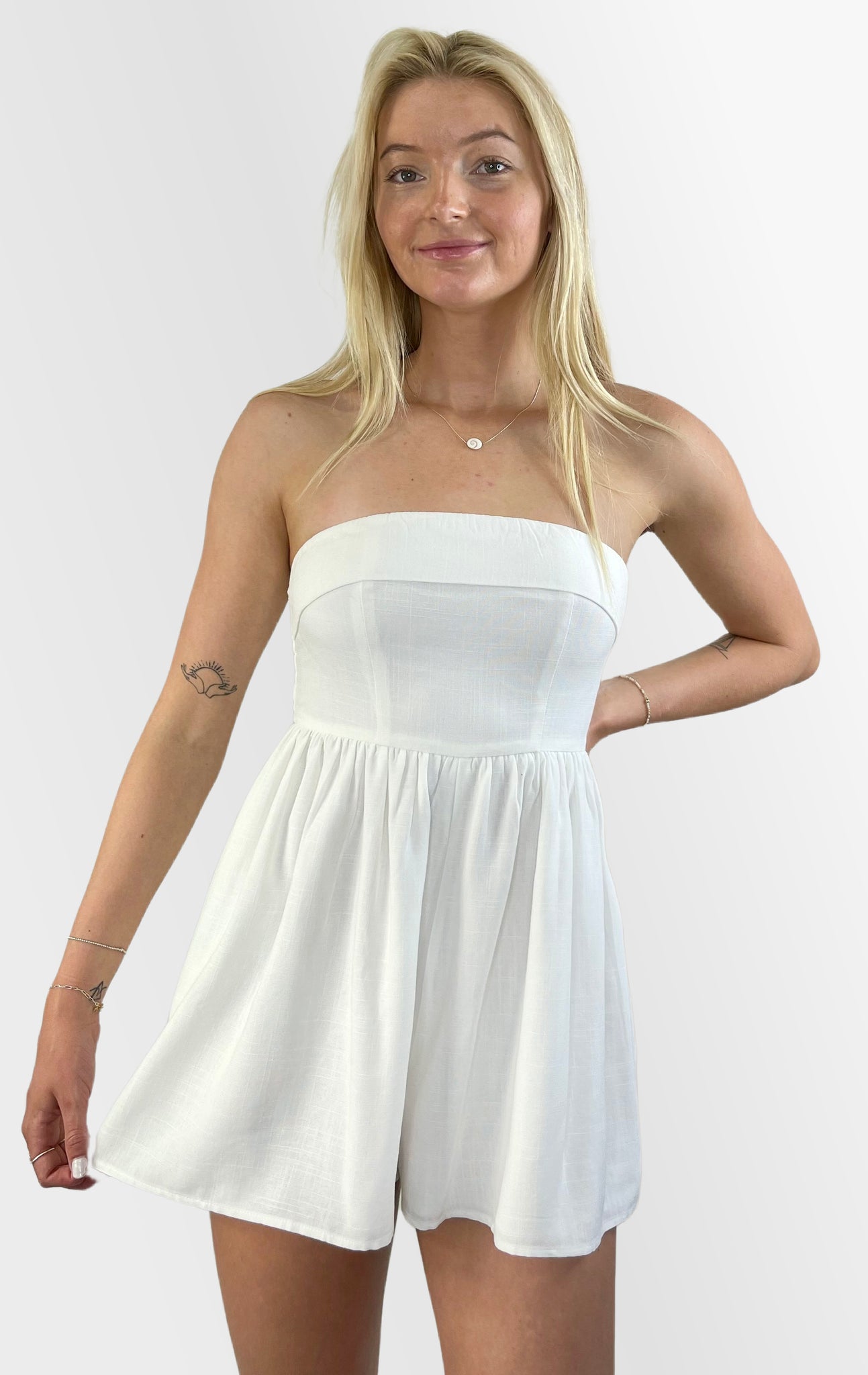 White Crush Strapless Romper M White Crush Strapless Romper M