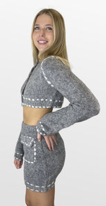 Chunky Crop Stitched Sweater Set