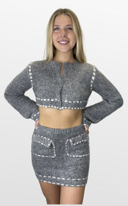 Chunky Crop Stitched Sweater Set