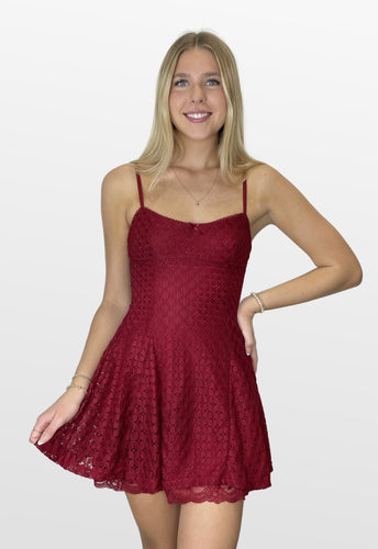 Cranberry Crush Lace Skater Dress