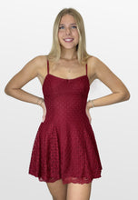 Load image into Gallery viewer, Cranberry Crush Lace Skater Dress