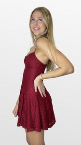 Cranberry Crush Lace Skater Dress