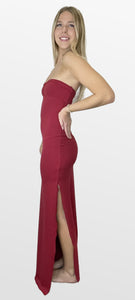 Ruby Wine Strapless Maxi Dress