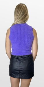 Fuzzy Dice Eyelash Sleeveless Top