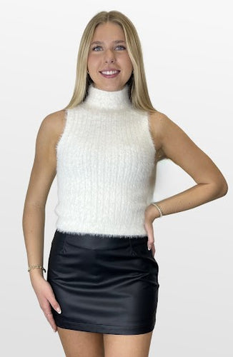 Fuzzy Dice Eyelash Sleeveless Top