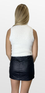 Fuzzy Dice Eyelash Sleeveless Top