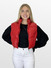 Load image into Gallery viewer, Red Rider Faux Leather Puffer Vest