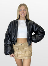 Load image into Gallery viewer, Tough Task Faux Leather Puffer Jacket