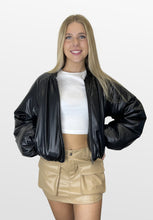 Load image into Gallery viewer, Tough Task Faux Leather Puffer Jacket