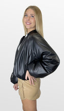 Load image into Gallery viewer, Tough Task Faux Leather Puffer Jacket