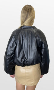 Tough Task Faux Leather Puffer Jacket