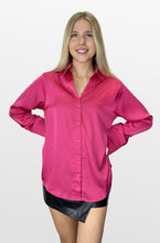 Load image into Gallery viewer, Pink Season Satin Collared Shirt