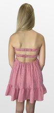 Load image into Gallery viewer, Gingham Game Strapless Twist Dress