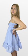 Load image into Gallery viewer, Gingham Game Strapless Twist Dress