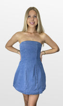 Load image into Gallery viewer, Denim Delight A-Line Strapless Mini Dress