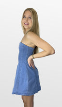 Load image into Gallery viewer, Denim Delight A-Line Strapless Mini Dress