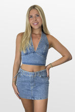 Load image into Gallery viewer, Classic Denim Twist Matching Skirt Set