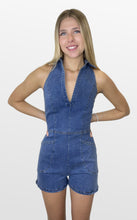 Load image into Gallery viewer, Casual Comment Denim Halter Romper