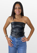 Load image into Gallery viewer, You’re Tough Faux Leather Strapless Top