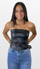 Load image into Gallery viewer, You’re Tough Faux Leather Strapless Top