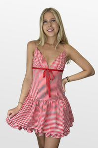 Fair Play Gingham Drop Waist Dress