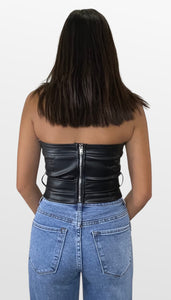 You’re Tough Faux Leather Strapless Top