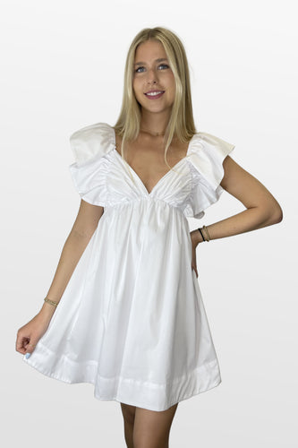 Get Your Game On Dress With Ruffle Sleeves