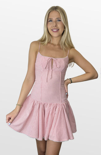 Winning Season Striped Drop Waist Dress