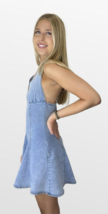 Special Outing Denim Halter Dress
