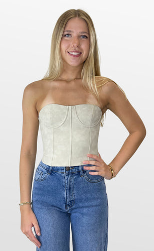 Clay Sculpture Faux Leather Corset Top